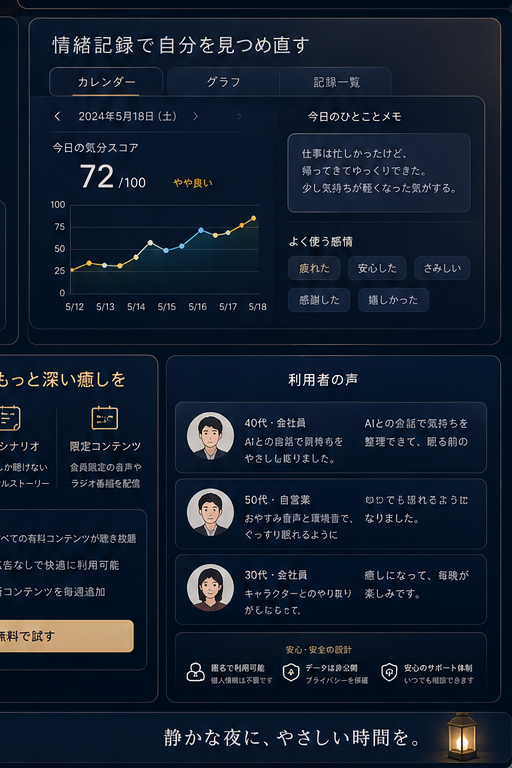 情緒記録と月額会員機能の紹介画像